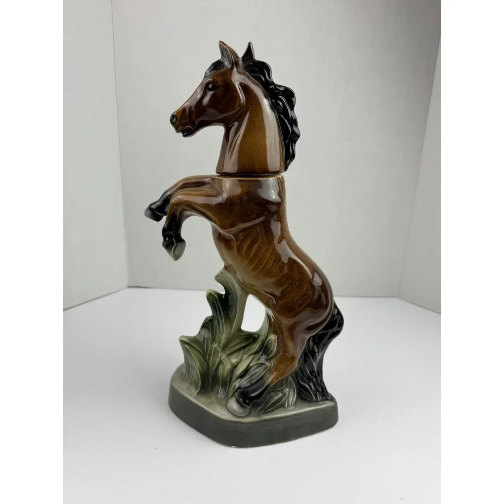 Vintage 1962 Jim Beam Brown Stallion Rearing Horse Bourbon Decanter Equestrian
